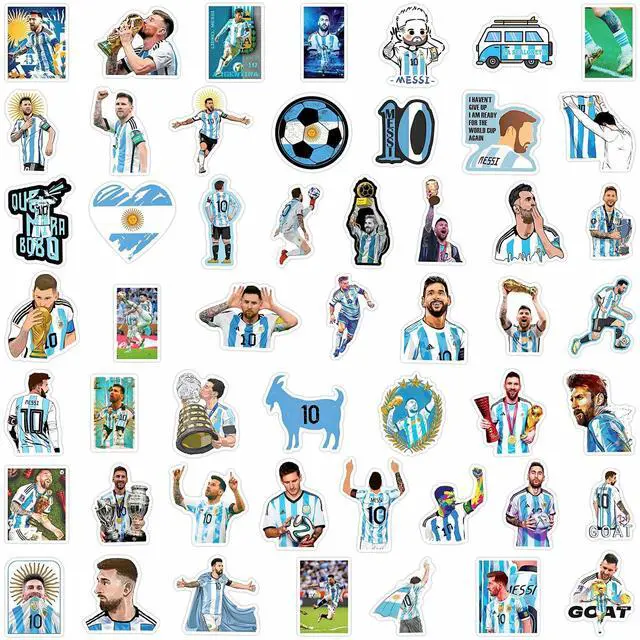Alt view image 3 of 7 - 50PCS Soccer Player Messi Sticker for Fans, Vinyl Waterproof Laptop Water Bottle Stickers for Aldults Boys Girls Teens Cool Soccer Sport