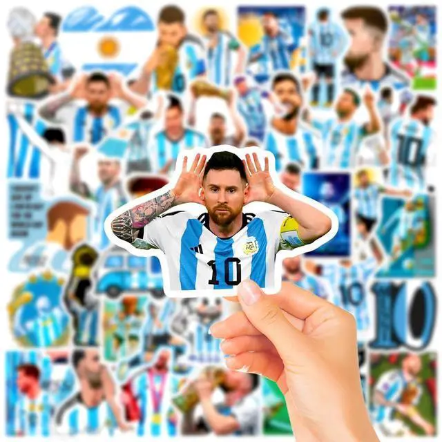 Alt view image 4 of 7 - 50PCS Soccer Player Messi Sticker for Fans, Vinyl Waterproof Laptop Water Bottle Stickers for Aldults Boys Girls Teens Cool Soccer Sport