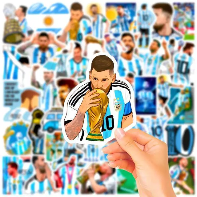 Alt view image 5 of 7 - 50PCS Soccer Player Messi Sticker for Fans, Vinyl Waterproof Laptop Water Bottle Stickers for Aldults Boys Girls Teens Cool Soccer Sport