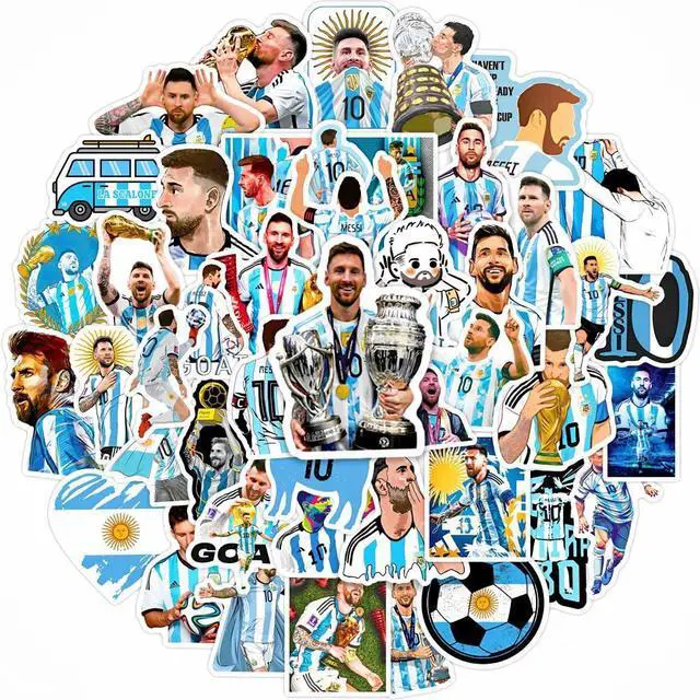 Alt view image 6 of 7 - 50PCS Soccer Player Messi Sticker for Fans, Vinyl Waterproof Laptop Water Bottle Stickers for Aldults Boys Girls Teens Cool Soccer Sport
