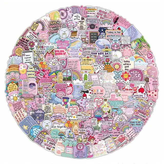 Main image of 200 PCS Motivational Stickers Colorful Aesthetic Inspirational Positive Affirmation Stickers, Waterproof Decals for Water Bottle, Phone, Case, Laptop, Skateboard, Gift Teens, Boys and Girls (200 PCS)