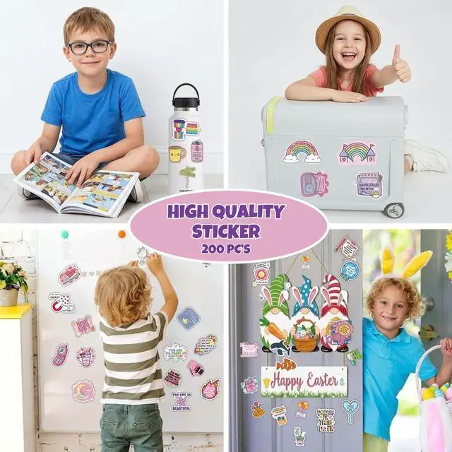 Alt view image 4 of 7 - 200 PCS Motivational Stickers Colorful Aesthetic Inspirational Positive Affirmation Stickers, Waterproof Decals for Water Bottle, Phone, Case, Laptop, Skateboard, Gift Teens, Boys and Girls (200 PCS)
