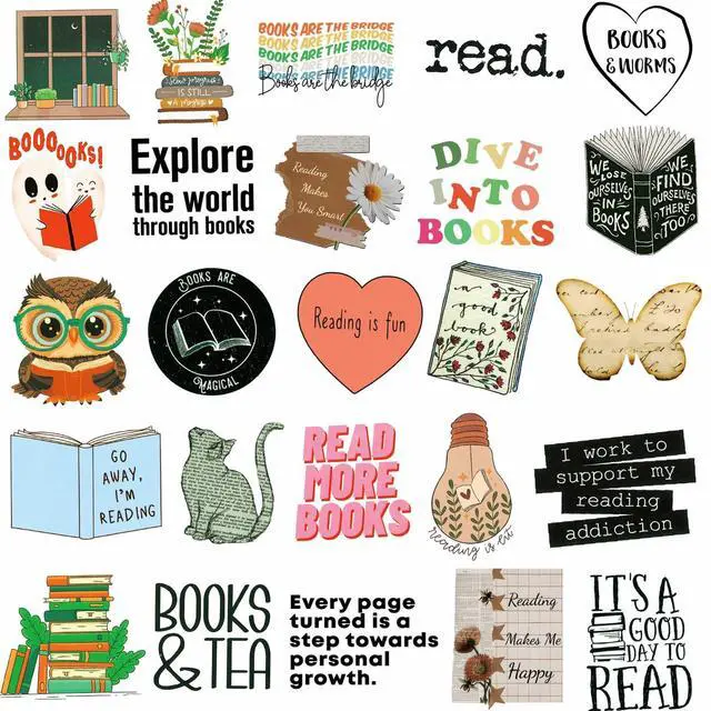 Alt view image 2 of 7 - 200PCS Book Stickers for Kindle, Bookish & Booktok Reading Stickers for Water Bottles, Laptops, Phones - Vinyl, Waterproof for Book Lovers, Teens & Adults