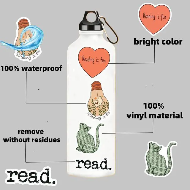 Alt view image 4 of 7 - 200PCS Book Stickers for Kindle, Bookish & Booktok Reading Stickers for Water Bottles, Laptops, Phones - Vinyl, Waterproof for Book Lovers, Teens & Adults