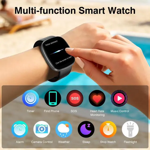 Alt view image 7 of 7 - Smart Watch, Fitness Tracker with Heart Rate Monitor, Blood Oxygen, Sleep Tracker, 41mm Touchscreen Smartwatch for Android iOS Waterproof Pedometer Watches Step Calories Tracker for Women Men