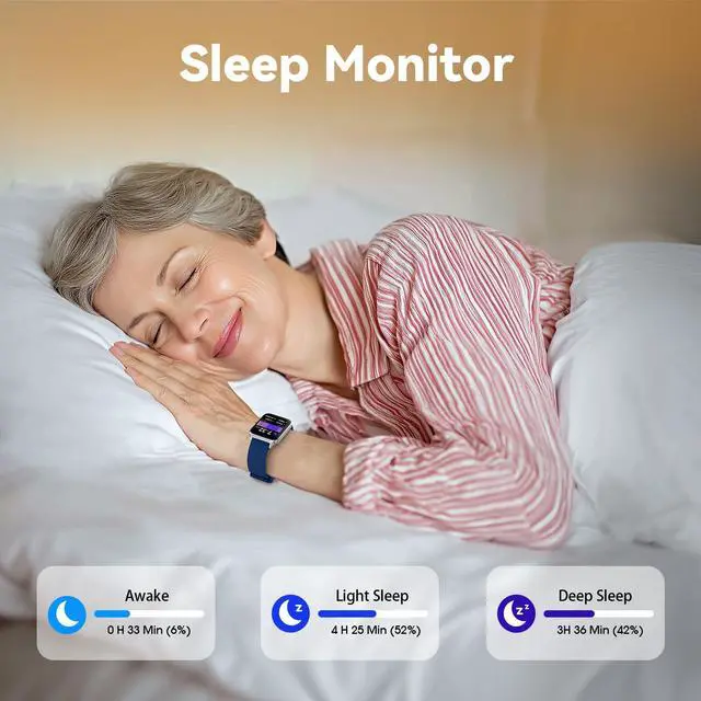 Alt view image 3 of 6 - Smart Watch, Fitness Tracker with Heart Rate Monitor, Blood Oxygen, Sleep Tracker, 41mm Touchscreen Smartwatch for Android iOS Waterproof Pedometer Watches Step Calories Tracker for Women Men