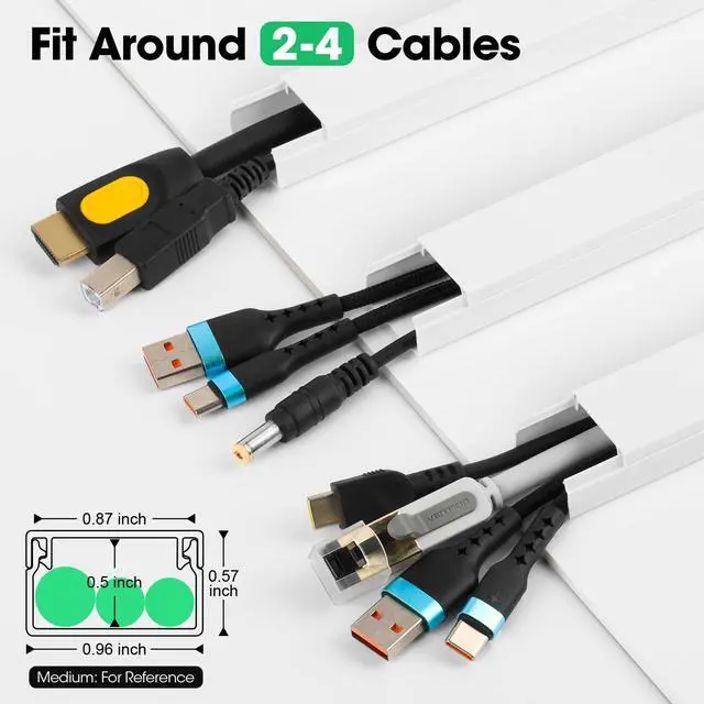 Alt view image 2 of 7 - Cord Hider Kit, 110in Cord Covers for Wires on Wall, Paintable Wire Covers for Cords on Wall, Self-Adhesive Cable Hider Cord Organizer, Wire Hiders, 8X L14in X W0.96in x H0.57in