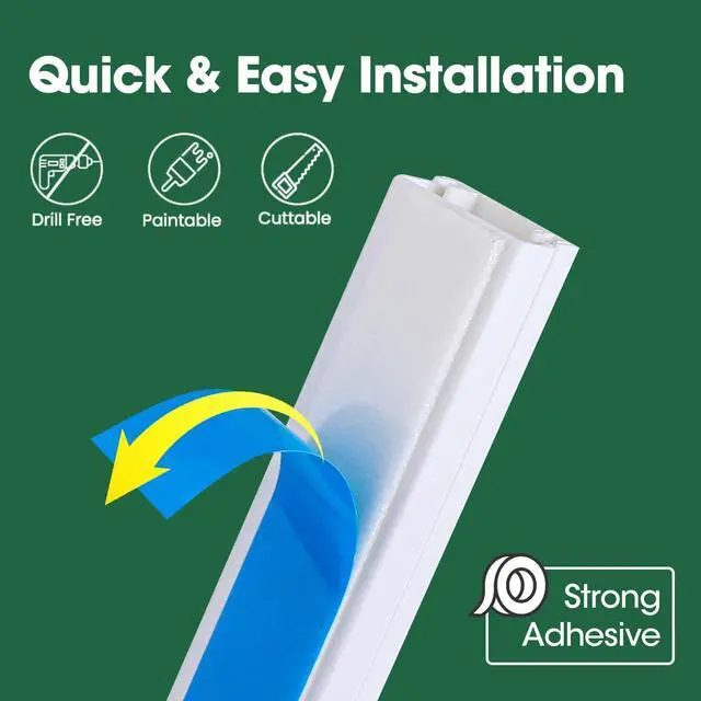 Alt view image 3 of 7 - Cord Hider Kit, 110in Cord Covers for Wires on Wall, Paintable Wire Covers for Cords on Wall, Self-Adhesive Cable Hider Cord Organizer, Wire Hiders, 8X L14in X W0.96in x H0.57in