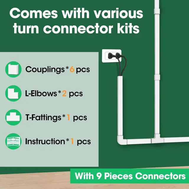Alt view image 4 of 7 - Cord Hider Kit, 110in Cord Covers for Wires on Wall, Paintable Wire Covers for Cords on Wall, Self-Adhesive Cable Hider Cord Organizer, Wire Hiders, 8X L14in X W0.96in x H0.57in