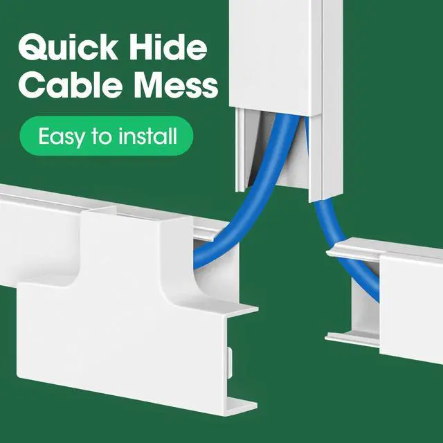 Alt view image 5 of 7 - Cord Hider Kit, 110in Cord Covers for Wires on Wall, Paintable Wire Covers for Cords on Wall, Self-Adhesive Cable Hider Cord Organizer, Wire Hiders, 8X L14in X W0.96in x H0.57in
