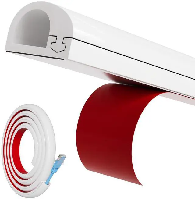 Main image of 78" Side Open One Cord Hider (<1/4") for Wall Mounted Tv,Silicone Flexible Cable Cover to Hide Conceal Cords Along Wall,Wire Raceway Management Cable Concealer Channel,Electric Cord Organizer,White