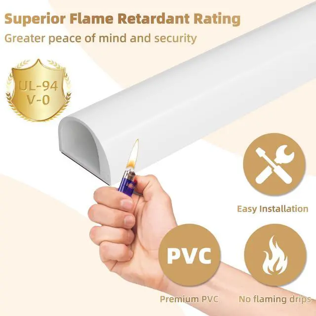 Alt view image 4 of 7 - 78" Side Open One Cord Hider (<1/4") for Wall Mounted Tv,Silicone Flexible Cable Cover to Hide Conceal Cords Along Wall,Wire Raceway Management Cable Concealer Channel,Electric Cord Organizer,White
