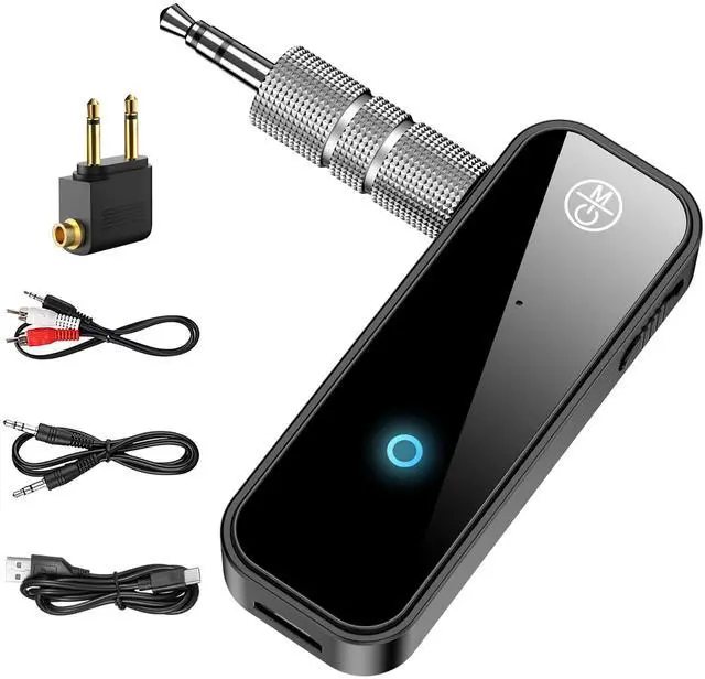 Main image of 2 In 1 Bluetooth 5.4 Transmitter and Receiver, 3.5mm AUX Jacks RCA Aircraft Airplane Stereo Wireless Audio Wdapter for TV, PC, Car, Speaker, Amplifier, for AirPods/Headphone, Travel Flight Airline Gym