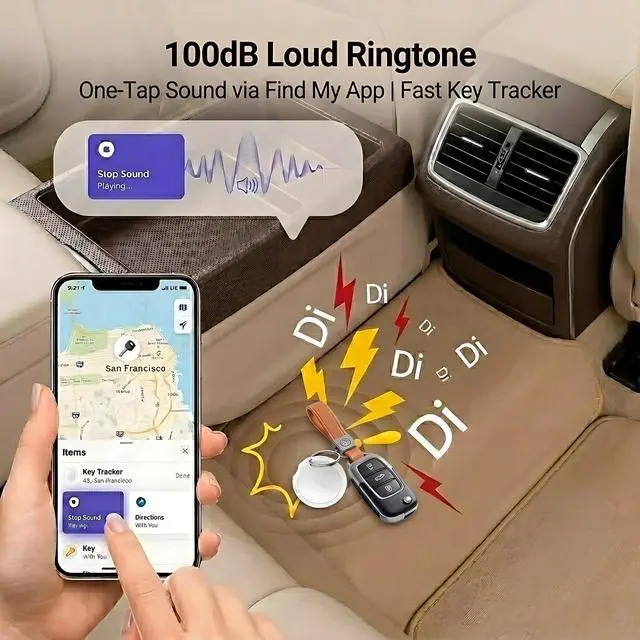 Alt view image 3 of 7 - 2 Pack GPS Tracker for Vehicles Works with Apple Find My(iOS Only) Mini Real-Time Hidden Car Locator Air Tracker Tag Undetectable Tracking Device for Car Global Coverage No Monthly Fee or SIM Required