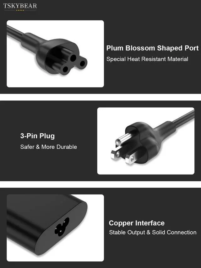 Alt view image 4 of 7 - 65W USB-C Laptop Charger Compatible with Dell Latitude 5420 5430 5520 5540 5400 7420 7430 7320 7410 7440 5530 5410, XPS 13 9360 9370 9380, Chromebook 3100 3110 3400 Type C Power Cord