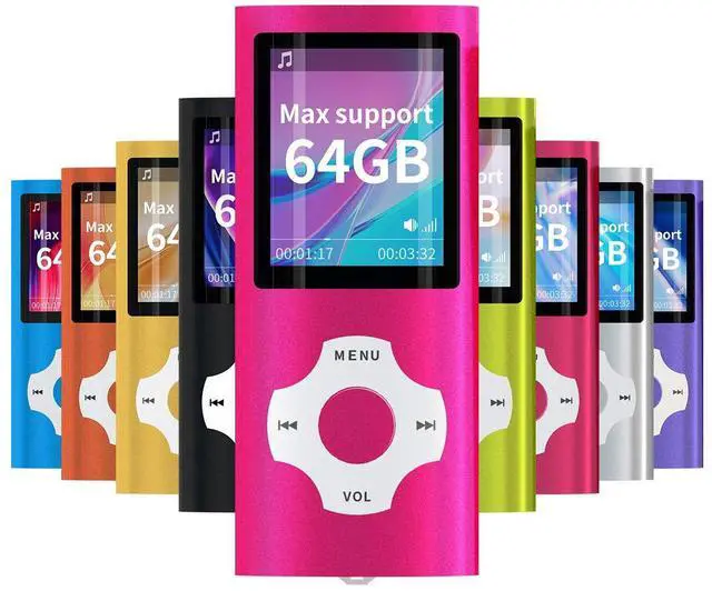 Main image of MP3 Player Portable Music Player, 1.8 Inch LCD Screen with Video/Voice Record/FM Radio/E-Book/Photo Viewer, Max Support 64GB Pink