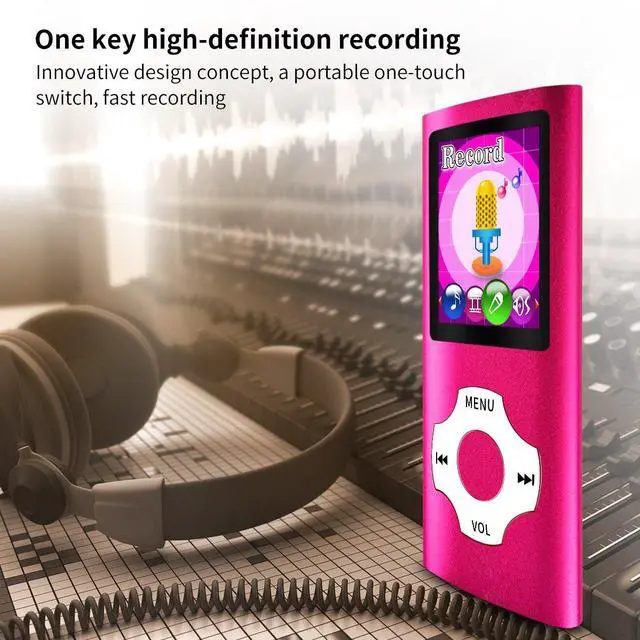 Alt view image 2 of 6 - MP3 Player Portable Music Player, 1.8 Inch LCD Screen with Video/Voice Record/FM Radio/E-Book/Photo Viewer, Max Support 64GB Pink