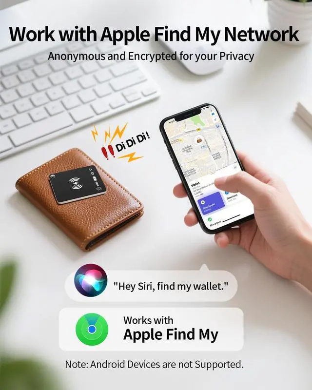 Alt view image 3 of 7 - Air Tracker Tag (iOS Only) Wallet Tracker Works with Apple Find My, Rechargeable Smart Tag Key Finder Locator with Sound, Item Finders for Key, Wallet, Luggage, Backpack, Suitcases, Passport