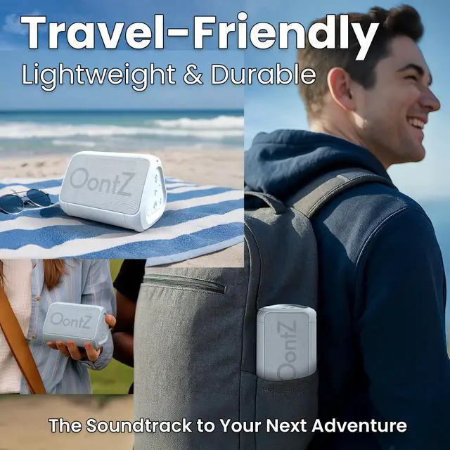 Alt view image 6 of 7 - OontZ Angle Solo Portable Bluetooth Speaker - Ultra Portable, 14 Hours of Playtime, 100ft Wireless Range, Waterproof, Budget-Friendly Speaker for Travel, Outdoor or Home, Great Gift (White)