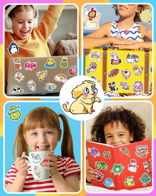 Alt view image 2 of 6 - Stickers for Kids, 600Pcs Cute Water Bottle Stickers for Teens, Vinyl Waterproof Classroom Bulk Sticker Pack for Laptop School Student Gifts Classroom Teacher Prizes Kawaii Animal Sticker for Boy Girl