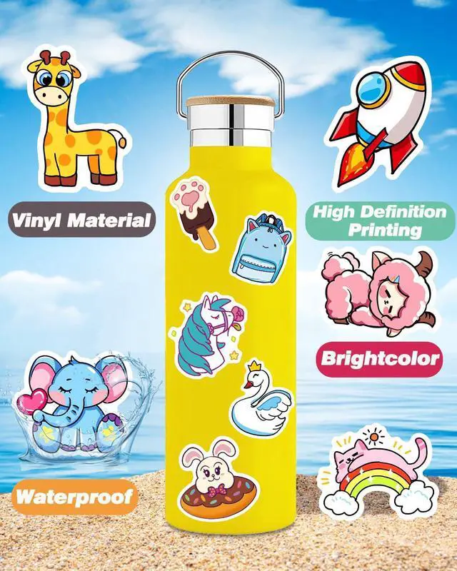Alt view image 3 of 6 - Stickers for Kids, 600Pcs Cute Water Bottle Stickers for Teens, Vinyl Waterproof Classroom Bulk Sticker Pack for Laptop School Student Gifts Classroom Teacher Prizes Kawaii Animal Sticker for Boy Girl