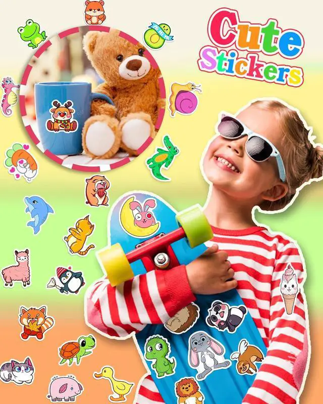 Alt view image 4 of 6 - Stickers for Kids, 600Pcs Cute Water Bottle Stickers for Teens, Vinyl Waterproof Classroom Bulk Sticker Pack for Laptop School Student Gifts Classroom Teacher Prizes Kawaii Animal Sticker for Boy Girl
