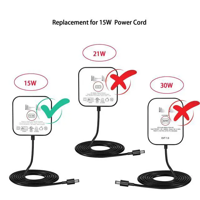 Alt view image 4 of 7 - White Power Cord Replacement for Alexa Dot 3rd Gen, Dot 4th Gen, Dot 5th Gen 2022, Echo Pop 15W Power Adapter Charger