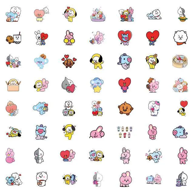 Alt view image 3 of 7 - 55pcs Cartoon BT21 Stickers for Water Bottle,Vinyl Waterproof BT21 Stickers for Laptop,Bumper,Skateboard,Water Bottles,Computer,Phone,Sticker for Kids Teens Adult