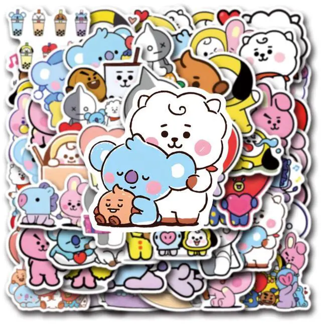 Alt view image 4 of 7 - 55pcs Cartoon BT21 Stickers for Water Bottle,Vinyl Waterproof BT21 Stickers for Laptop,Bumper,Skateboard,Water Bottles,Computer,Phone,Sticker for Kids Teens Adult