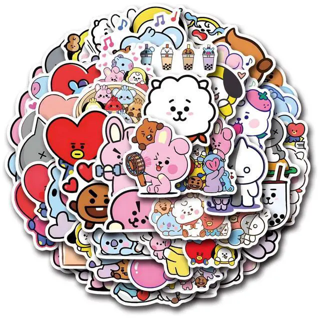 Alt view image 5 of 7 - 55pcs Cartoon BT21 Stickers for Water Bottle,Vinyl Waterproof BT21 Stickers for Laptop,Bumper,Skateboard,Water Bottles,Computer,Phone,Sticker for Kids Teens Adult