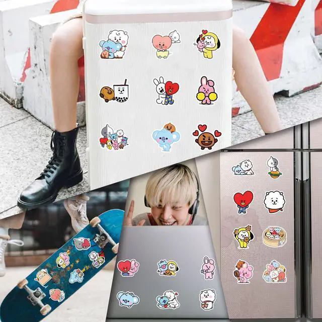 Alt view image 6 of 7 - 55pcs Cartoon BT21 Stickers for Water Bottle,Vinyl Waterproof BT21 Stickers for Laptop,Bumper,Skateboard,Water Bottles,Computer,Phone,Sticker for Kids Teens Adult