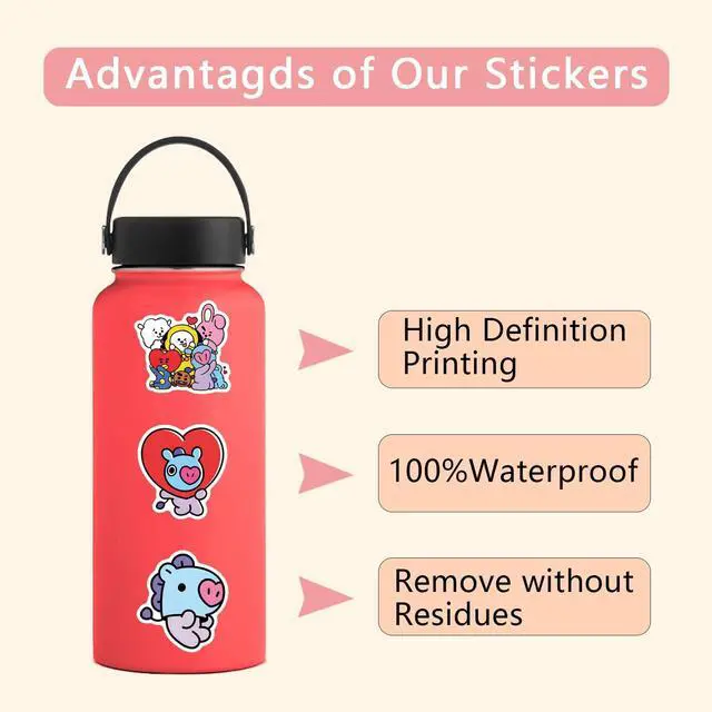 Alt view image 7 of 7 - 55pcs Cartoon BT21 Stickers for Water Bottle,Vinyl Waterproof BT21 Stickers for Laptop,Bumper,Skateboard,Water Bottles,Computer,Phone,Sticker for Kids Teens Adult