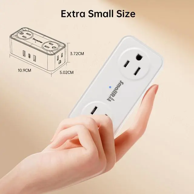 Alt view image 6 of 7 - Thin Flat Extension Cord with USB C, Small Flat Plug Power Strip with 4 AC Outlets 3 USB (1 USB C), 6.5FT Small Power Strip Wall Mountable Cruise Ship, Travel, Home (White, 16.5 FT)