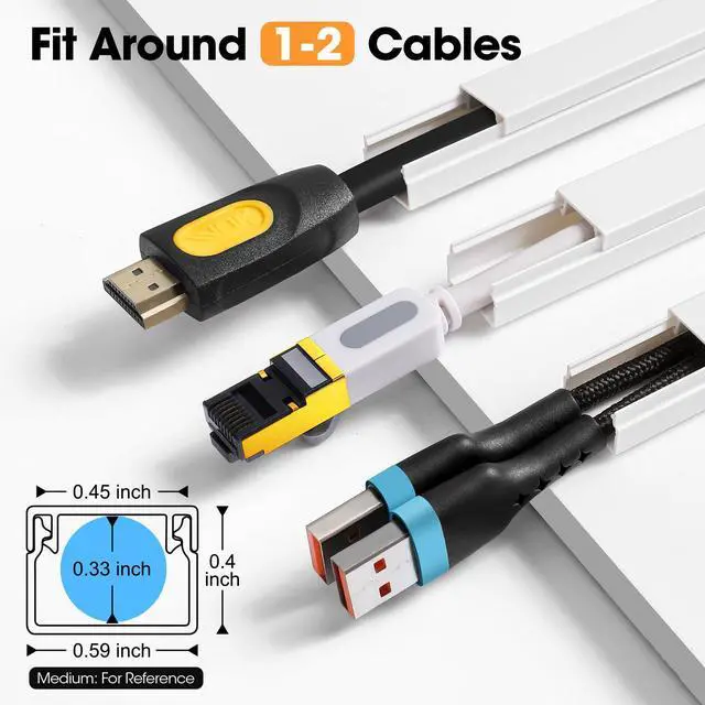 Alt view image 2 of 7 - 116in Cord Hider Kit, Cord Covers for Wires on Wall, Cord Hider for Wall Mount tv, Paintable Cable Raceway, tv Cable Hider Wall kit, Wire Covers for Cords, W0.59in X H0.4in, White