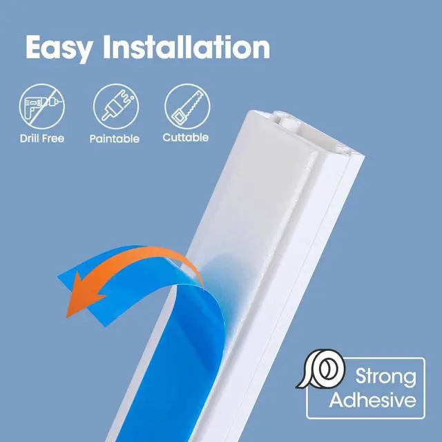 Alt view image 3 of 7 - 116in Cord Hider Kit, Cord Covers for Wires on Wall, Cord Hider for Wall Mount tv, Paintable Cable Raceway, tv Cable Hider Wall kit, Wire Covers for Cords, W0.59in X H0.4in, White
