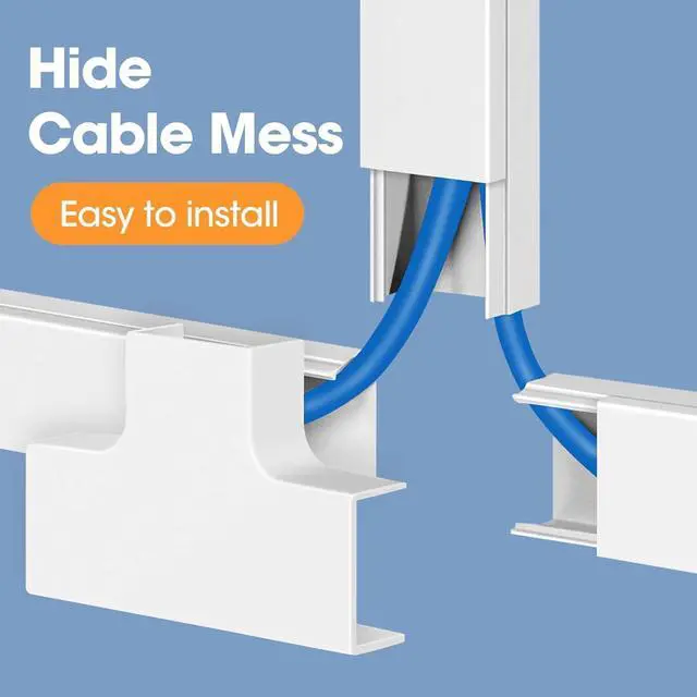 Alt view image 5 of 7 - 116in Cord Hider Kit, Cord Covers for Wires on Wall, Cord Hider for Wall Mount tv, Paintable Cable Raceway, tv Cable Hider Wall kit, Wire Covers for Cords, W0.59in X H0.4in, White