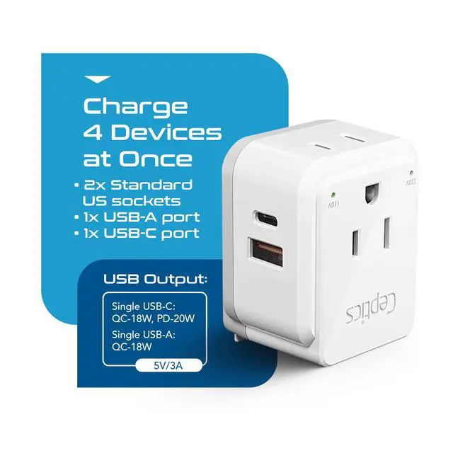 Alt view image 6 of 7 - Australian Travel Adapter Set, 20W PD & QC, Type I-3.1A - 4 in 1-2 USA Inputs, 1 USB Port, 1 USB-C Port - Australian New Zealand Fiji Argentina, Compact - Adapter Australia-Compatible Plug