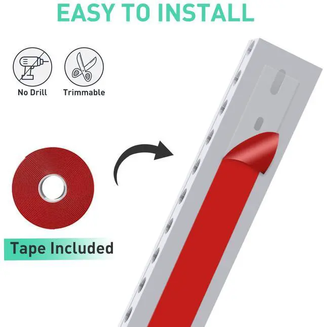 Alt view image 6 of 7 - Updated White Cable Raceway Kit, 77 (5x15.5) inch Open Slot Wire Covers for Cords, Cable Management System to Hide Under Desk/TV/Computer/Net/Power Cords(Pack 5)