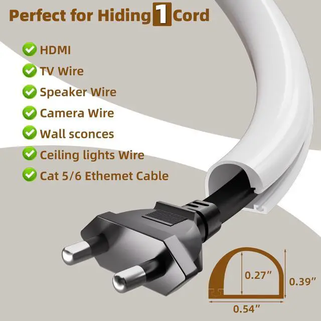 Alt view image 3 of 7 - 78Cord Hider for Wall Mounted TV,Adhesive One-Cord Cable Hider for Wall,Cord Covers Raceway Kit for Wires Hider,Flexible Silicone Cable Concealer for Home Office,W 0.54× H 0.39