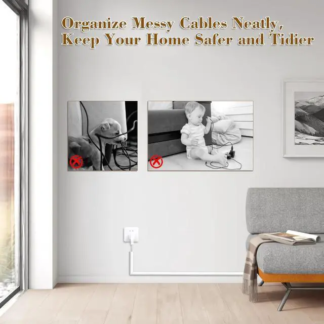 Alt view image 4 of 7 - 78Cord Hider for Wall Mounted TV,Adhesive One-Cord Cable Hider for Wall,Cord Covers Raceway Kit for Wires Hider,Flexible Silicone Cable Concealer for Home Office,W 0.54× H 0.39