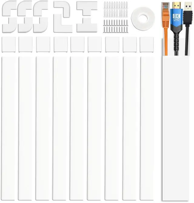 Main image of Cable Cover Wall - Cord Hiders for TV on Wall, 157 Inches Cable Cover Channel, White