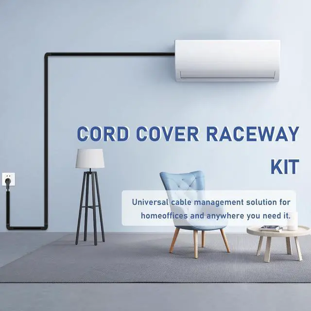 Alt view image 6 of 6 - Cable Cover Wall - Large Cord Covers for Wires on Wall, 157 Inches TV Cable Hider Wall Kit, Black