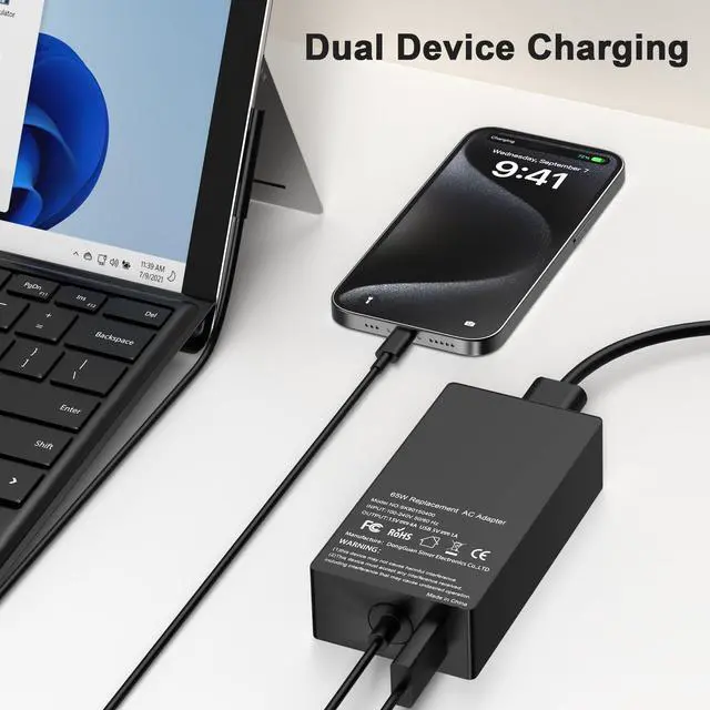 Alt view image 7 of 7 - Compatible with Microsoft Surface Charger,65W Surface Pro Charger,Compatible with Surface Pro 11,9,8,7,6,5,4,3,X Surface Laptop 7,6,5,4,3,2,1 Surface Go 3,2,1 Surface Book 3,2,1 and More