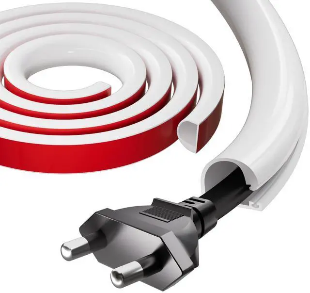 Main image of 39" Silicone Cord Hider for Wall Mount TV,Self-Adhesive Cable Hider for 1 Cord(1/4" Diameter),Cable Management Under Desk,Cord Organizer,Cable Raceway Home & Office Trim,Cord Concealer Channel,White