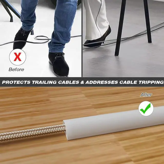 Alt view image 3 of 6 - 39" Silicone Cord Hider for Wall Mount TV,Self-Adhesive Cable Hider for 1 Cord(1/4" Diameter),Cable Management Under Desk,Cord Organizer,Cable Raceway Home & Office Trim,Cord Concealer Channel,White