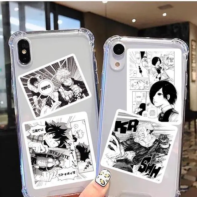 Alt view image 7 of 7 - 100pcs Black and White Anime Stickers for Kids,Movie Decorative Sticker for Kids Teens Waterproof Stickers for Water Bottle Laptop Luggage Helmet Skateboard Guitar