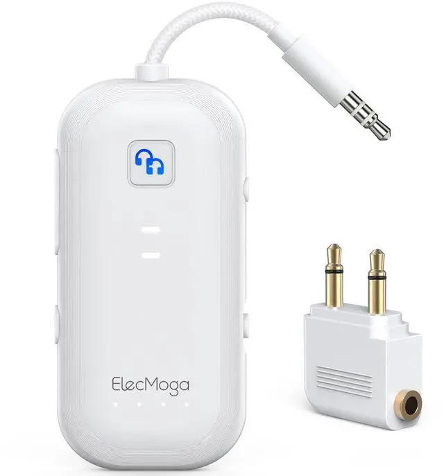 Main image of 2026 Upgraded Airplane Bluetooth 5.4 Transmitter Bluetooth Adapter, Airplane Travel Essentials Supports 2 AirPods or Headphones, 2-in-1 AUX Wireless Transmitter Receiver for TV, Car, White