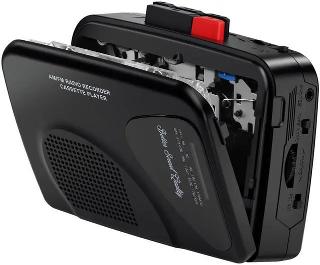 Main image of Cassette Player Tape Recorders AM/FM Radio, Portable Tape Player Records Built in Speakers Manual Record - 2AA Battery Or DC 5V Supply with 3.5MM Earphone- Black