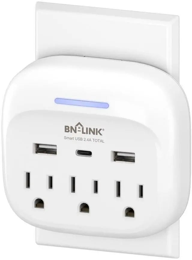 Main image of Multi Plug Outlet Extender with USB, Surge Protector Outlet with 3 AC Outlet Splitter and 3 USB Ports (1 USB C), Multi Plug Wall Outlet for Dorm, School, Travel, Office, Home, Travel, 1 Pack