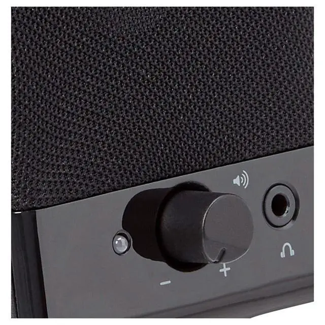 Alt view image 2 of 7 - USB-Powered Computer Speakers with Volume Control for Desktop or Laptop PC, Compact Size, Headphone Jack, Portable, Plug-N-Play, Black